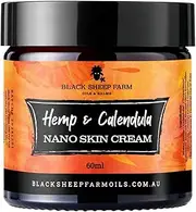 Hemp & Calendula Nano Skin Cream – All-Natural Hemp, Calendula & Hypericum formula made in Australia, 60ml size jar | Calms Eczema, Psoriasis & Dry Skin | Light & Non-Greasy | from Black Sheep Farm Oils