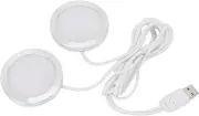Under Cabinet Light, 5V USB Powered Dual Heads Round LED Spotlight, Mini Ultra Slim Under Counter Lights Display Lighting for Kitchen, Living Room, Cabinet, Bookcase