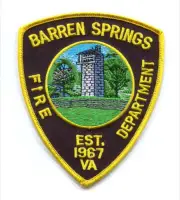 Barren Springs Fire Department Patch Virginia VA v2