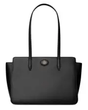 NWT TORY BURCH $398 ROBINSON BLACK PEBBLED LEATHER TOTE BAG