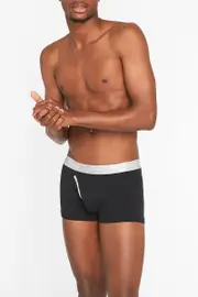 [Bonds] Bonds Men's Cotton Guyfront Trunk in Black/Silver Size: Small S Black/Silver
