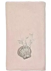 Avanti Riviera Fingertip Towel Embroidered Pale Pink Shell Beach Summer Set of 2