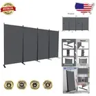 Elegant 4-Panel Folding Privacy Divider - Versatile Room Separator, Grey Fabric