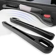 Add-On Tesla Car Seat Gap Filler 2 Pack with Seat Belt Holes, Auto Crevice Blockers 2PCS Fill Gap in Between Seat and Console, Universal car Gap Filler, Black