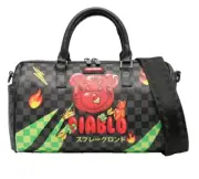 Sprayground Diablo Black Checkered Small Duffle Money Bear Paris Monogram Bag