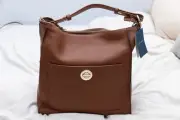 NWT BRAND NEW Cole Haan Turnlock Shoulder Bag British Tan Leather Tote MSRP $348
