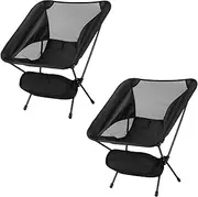 Compact Camping Chairs Foldable Camping Chair Portable Camping Chair Ultralight Camping Chair Lightweight Backpacking Chair Hiking Chair -2Pcs Black