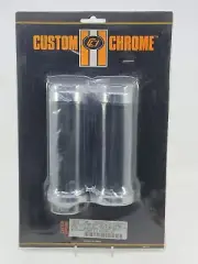 Custom Chrome 78072 Leather Grip Chrome End Caps Harley 1973-Up 1" Handlebars