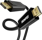4K DisplayPort to HDMI 1.8 Meter Cable, Uni-Directional DisplayPort to HDMI (Male to Male) Adapter Compatible with Lenovo, HP, ASUS, Dell and Other Brand