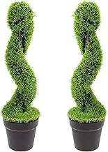 Funzhan 2pcs Artificial Spiral Topiary Cedar Trees Outdoor Indoor Decoration 78CM Faux Pine Shrubs Plant Fake Bushes Cypress Boxwood Topiary Evergreen for House Christmas Decor