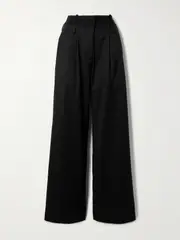 [16ARLINGTON] 16ARLINGTON - Ivlia Layered Pleated Crepe Wide-leg Pants - Black - UK 14 UK 14 Black