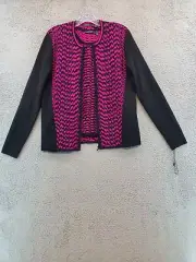 Carlisle Women’s 2 Piece Zip Up Sweater Vest Medium/Large Black & Pink NWT