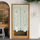 Embroidery Hollow Lace Doorway Curtains Short Curtain Partition Drapes Decor