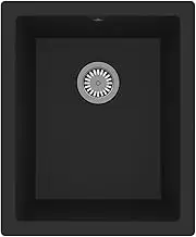 vidaXL Granite Kitchen Sink - Timeless Black, Single Basin, Suitable for Over/Under Mounting, Includes Strainer, Easy to Clean & Scratch Resistant