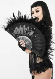 [Devil Fashion] Gothic Feather Hand Fan