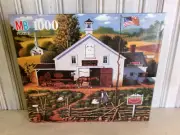 Charles Wysocki's Americana 1993 MB 1000 Piece Puzzle "SLEEPY FOX FARMS" ~ NEW