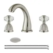 Brushed Nickel Widespread Bathroom Sink Faucet,Two Crystal Handle Three Hole ...