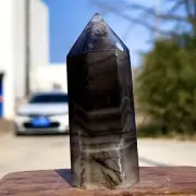 40G natural black agate obelisk quartz crystal tower for healing