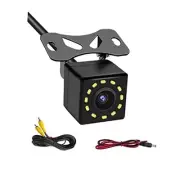 Backup Camera for Car, 12 LED Night Vision and 170° Wide Angle, Square/Black
