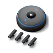 Conference Speaker with 4 Wireless Mics, USB Speakerphone with AI Noise Reduc...