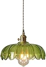 Lamp Vintage Industrial Pendant Light American Country Nostalgic Restaurant GardenFitting Pure Copper Green Glass Retro Style Chandelier E27 Hanging Ceiling Lighting