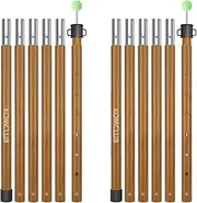 KOMCLUB Camping Tent Tarps 6 Sections of 42CM Outside Diameter 25MM Wood Grain Color Aluminum Tube Glass Bead Spring Links, Plus a Section of 22MM Outside Diameter, Removable Glass Bead Links, 2 Sets