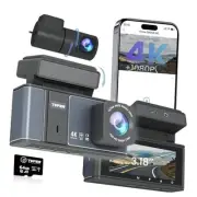 Dashcam Front and Rear Camera, Dash cam 4K,Dual Dash Camera for Cars with Wi