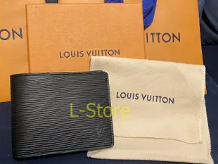 @L-store@現貨真品 LOUIS VUITTON LV M60332 SLENDER 8卡黑色 短夾 EPI水波紋