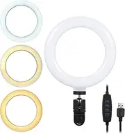 6'' Ring Light for Laptop, Computer Clip Video Fill Light Conference Ring Beauty Live Light for Meetings,Makeup,Selfie,(Dimmable & USB Powered) Black 2