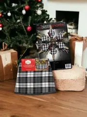 Black and White Plaid Christmas Tree Band and Tree Topper