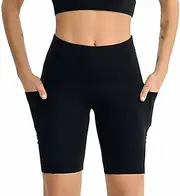 [Boolavard] Shorts for Women with Pockets – High Waisted Tummy Control Workout Yoga Running Gym Short Pants