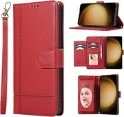 [YocoverTech] for Oppo Reno11 F 5G Case,for Oppo Reno11 F 5G Wallet Case[5 Card Slots+a Pocket+Mirror] PU Leather Folio Flip Magnetic Cover-Red