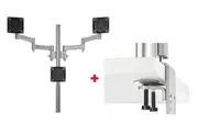 Atdec AWMS-3-TH467 Triple Monitor "Stack" Desk Mount and Heavy-Duty F Clamp Desk Fixing, Silver