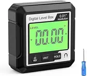 Digital Angle Finder Gauge with Magnetic Base and Backlit Display Angle Ruler 4 of 90 Degree Digital Level Box for Woodworking Automotive Repairing Black and White