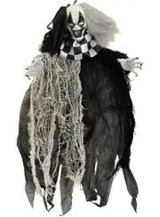 Evil Black and White Clown 57cm Hanging Halloween Decoration