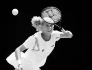 Monica Seles of Yugoslavia at a match at the 1990 Lipton Internati- Old Photo