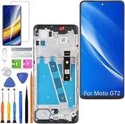 Replacement Display for Motorola Moto G72 LCD Screen TFT, XT2255 Display Screen Touch Digitizer Assembly Repair Parts Kit (Black with Frame, No Fingerprint)
