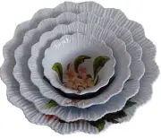 Cupcakes & Cashmere Melamine Nesting Bowls, Tropical Floral, Scalloped, New