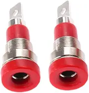 2Pcs Red Banana Socket Jack, 4mm Banana Plug Speaker Plug Banana Coupling Post Connector Panel Mounting for Audio Studios, Broadcasting Stations