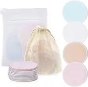 Washable Make-Up Pads, Reusable Bamboo Cotton Pads with Laundry Bag and Storage Bag, Soft Make-Up Removal Wipes, Cleaning for Eyes and Face (Pack of 12)
