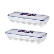 2x Locknlock Airtight Classic 12-Egg Dispenser Storage Container Pantry Clear