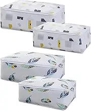4pcs Quilt Storage Bag Peva Material and Dustproof Clothes Organizer for Bedding Comforters for Home Storage Geometric Leaf Patterns