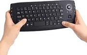 Multimedia 2.4Ghz Wireless Mini Keyboard with Trackball Mouse Scroll Wheel for PCMacAndroid Tv Box, Remote Controller,X Structure, Black