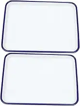 ABOOFAN 2Pcs Enamel Baking Pan Rectangular Food Baking Dish Non Stick Pizza Oven Tray Heat Conducting Kitchen Bakeware