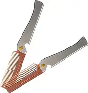 BESTYASH 2pcs Portable Folding Stainless Steel Mustache Comb for Men Compact Beard Comb with Bottle Opener Durable Hair Care Tool for Travel Fine Teeth Design