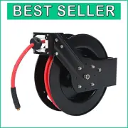 Universal Fit 50ft Retractable Air Hose Reel - 250 PSI with Easy Ratchet Release