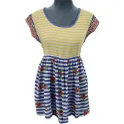 New Matilda Jane Womens Medium Cap Sleeve Shirt Striped High Low Top Blouse