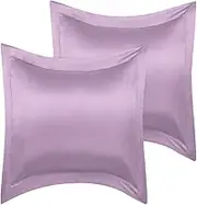 uxcell Luxury Satin Oxford Pillowcases, Pair of 2 Mauve Pillow Shams 26 x 26 inch with Envelope Closure, European Size Pillow Cases Covers