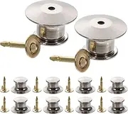 [TEHAUX] 10pcs White Nickel Metal Locking Pin Backs Strong Clasp for Book Hat Bag Badge Display No Tools Required