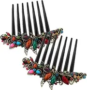 [skyllc] 107 mm Metal Hair Comb Resin Coloured Trend Pack of 2